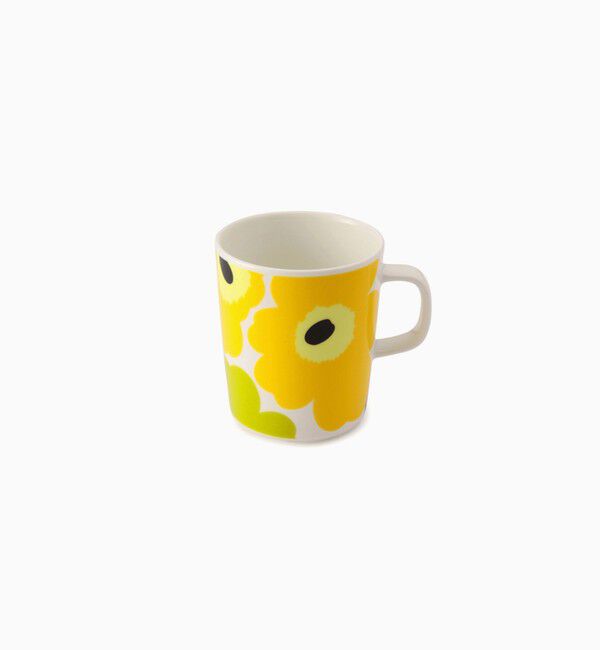 Marimekko「Unikko マグカップ 250ml」|グラス・マグカップ|ホワイト&times;ライム