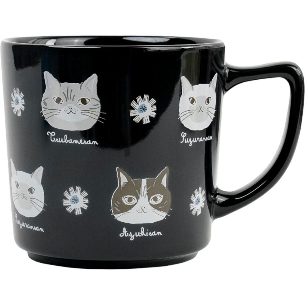BACKYARD FAMILY「マグカップ ねこ 通販 コップ ネコ カップ コーヒーカップ 陶器マグカップ ぽってりマグカップ」|グラス・マグカップ|ブラック1