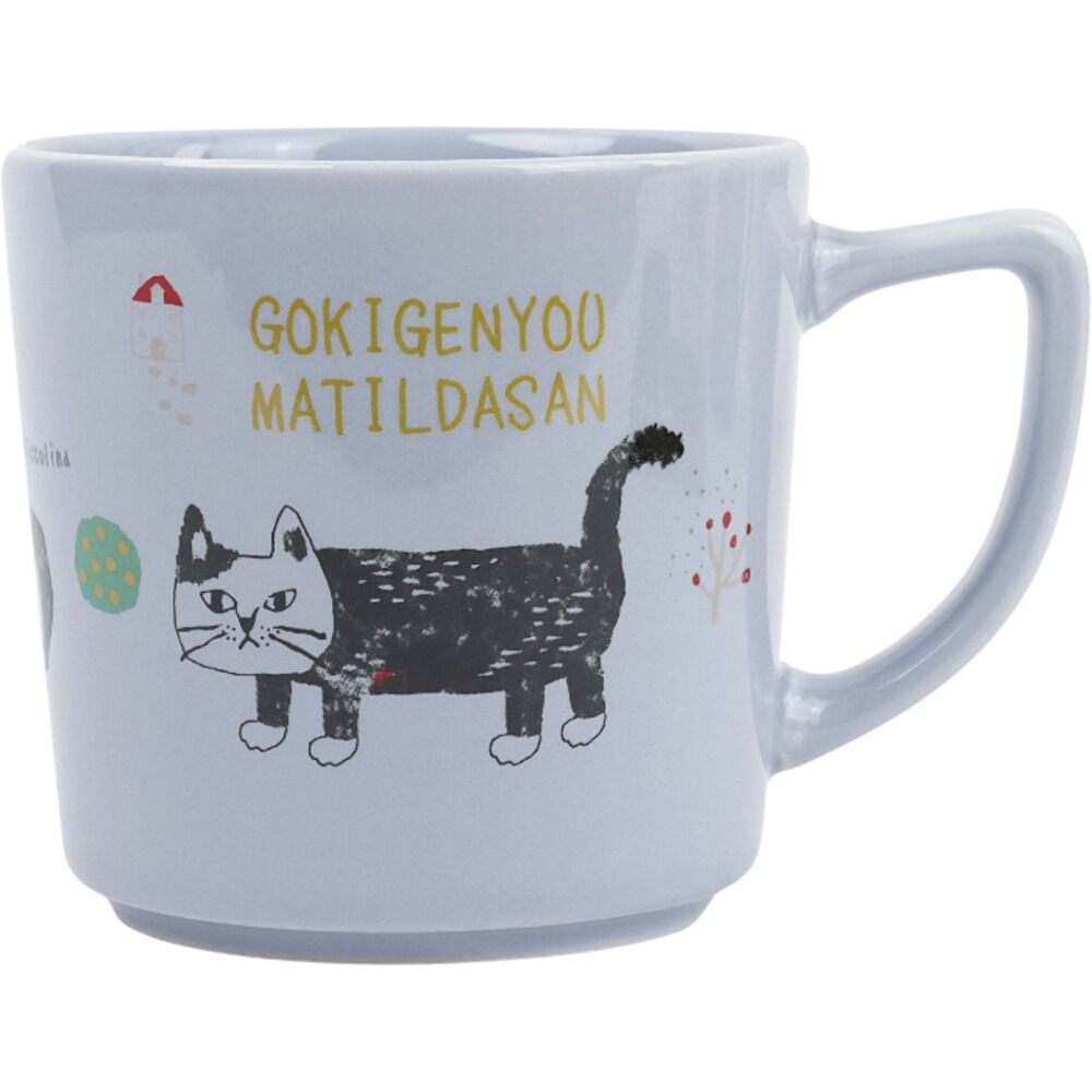 BACKYARD FAMILY「マグカップ ねこ 通販 コップ ネコ カップ コーヒーカップ 陶器マグカップ ぽってりマグカップ」|グラス・マグカップ|グレー1