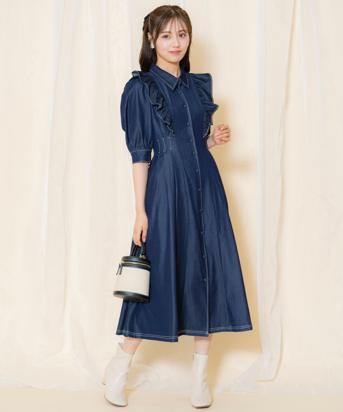 WILLSELECTION「タックウエストフリルシャツワンピース」|ワンピース|