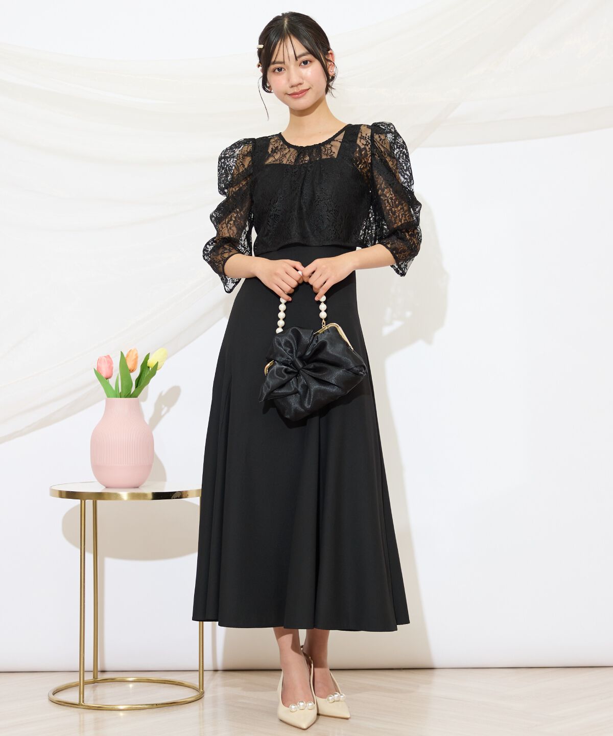 WILLSELECTION「バックレースアップワンピース」|ドレス|ブラック