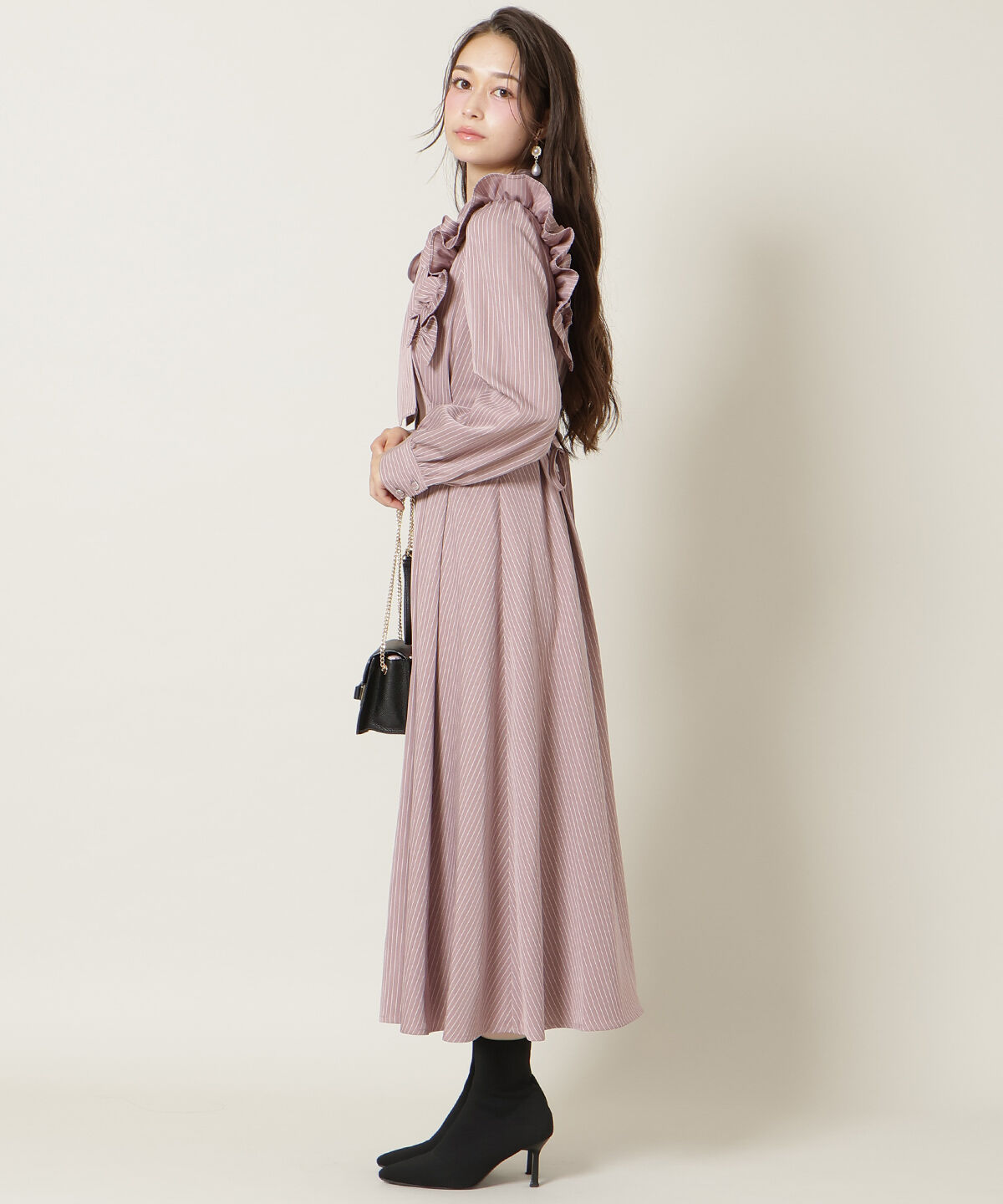 WILLSELECTION「ショルダーフリルリボンタイシャツワンピース」|ワンピース|