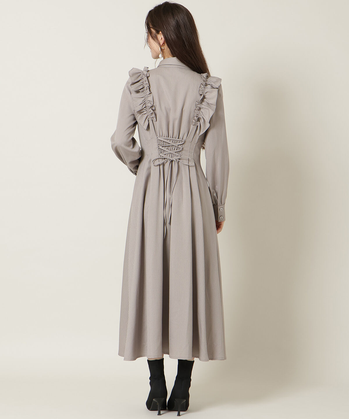WILLSELECTION「ショルダーフリルリボンタイシャツワンピース」|ワンピース|