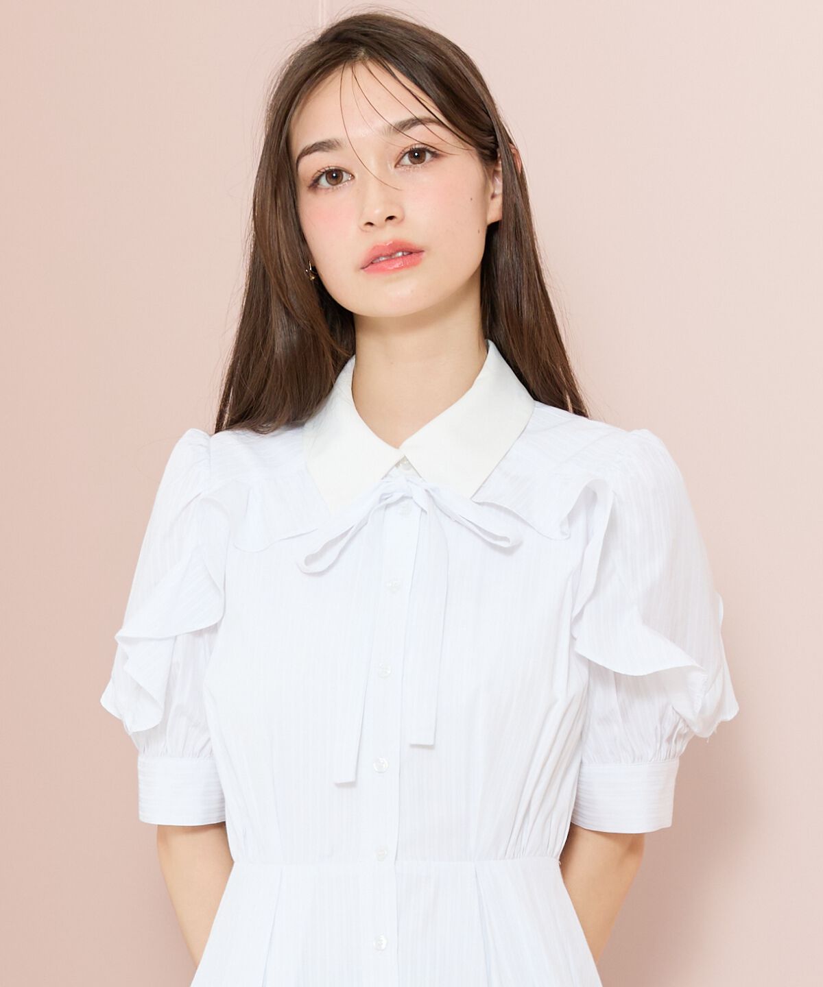 WILLSELECTION「ラッフルパフスリーブシャツワンピース」|ワンピース|