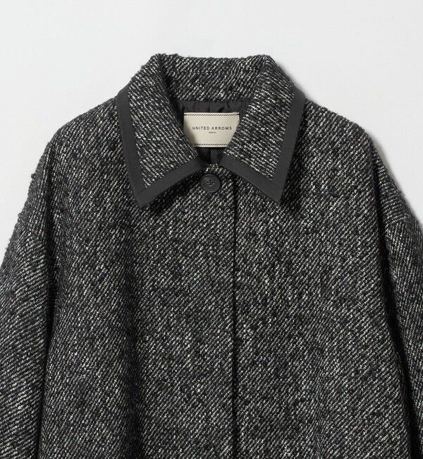 UNITED ARROWS「ループ ツイード パイピング ミドルコート」|ステンカラーコート|