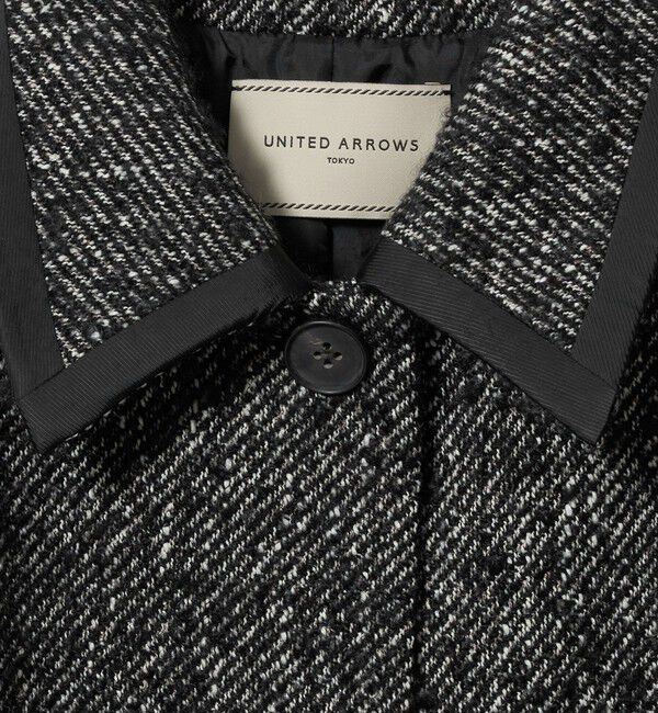 UNITED ARROWS「ループ ツイード パイピング ミドルコート」|ステンカラーコート|