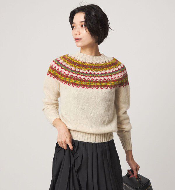 UNITED ARROWS green label relaxing「【別注】＜Harley of Scotland＞ノルディック プルオーバー ニット」|ニット・セーター|OFF WHITE