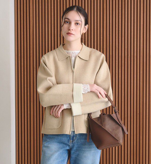 BEAUTY&YOUTH UNITED ARROWS「【WEB限定 Wardrobe DAILY MINIMAL】バイカラー ジップ カーディガン」|カーディガン|