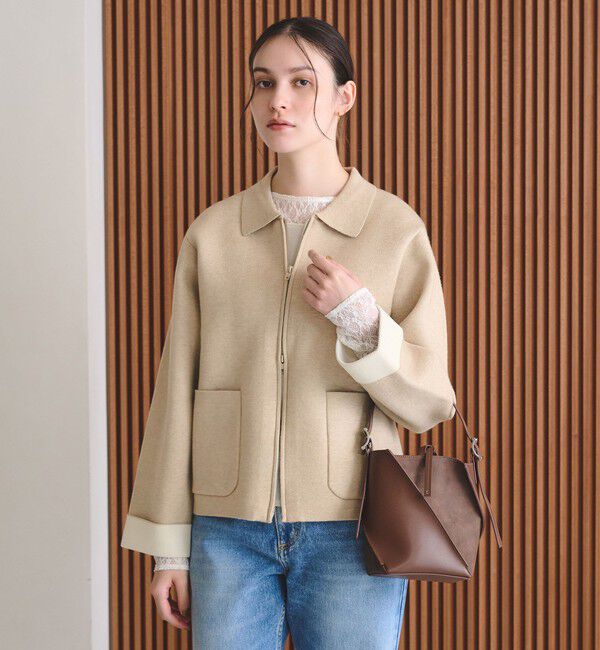 BEAUTY&YOUTH UNITED ARROWS「【WEB限定 Wardrobe DAILY MINIMAL】バイカラー ジップ カーディガン」|カーディガン|
