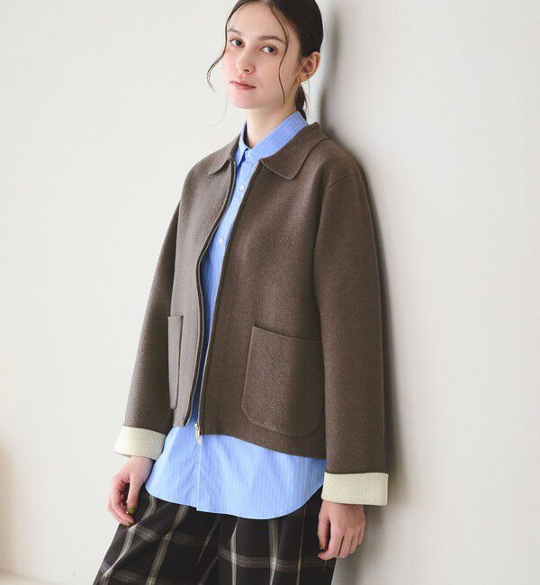 BEAUTY&YOUTH UNITED ARROWS「【WEB限定 Wardrobe DAILY MINIMAL】バイカラー ジップ カーディガン」|カーディガン|DK.BROWN