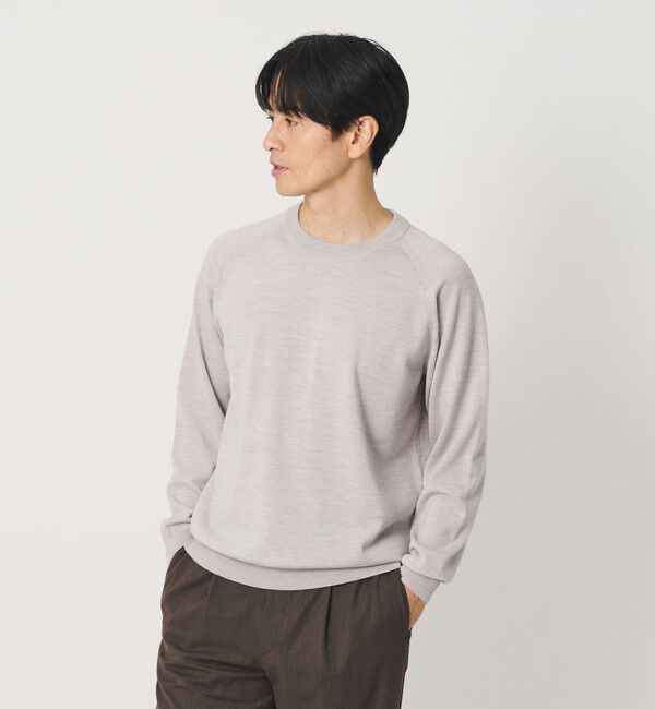 BEAUTY&YOUTH UNITED ARROWS「SUPER130 ウール クルーネック ニット ウォッシャブル」|ニット・セーター|LT.GRAY