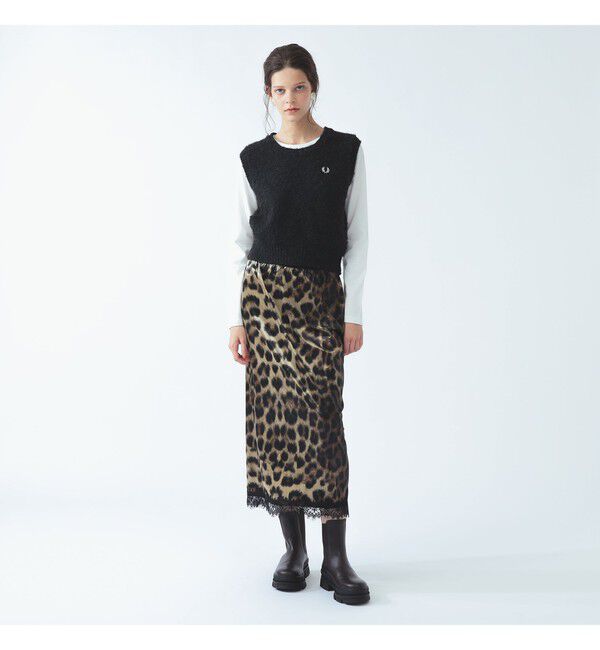 Ray BEAMS 「ベロア プリント レース ヘム スカート〈26AW 洗える ウエストゴム チェック柄〉」|スカート|