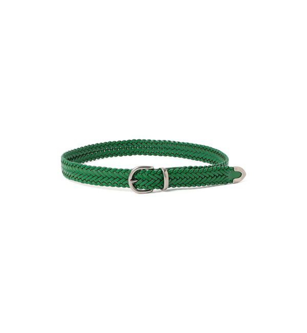 BEAMS「カラー レザー メッシュベルト」|ベルト|GREEN