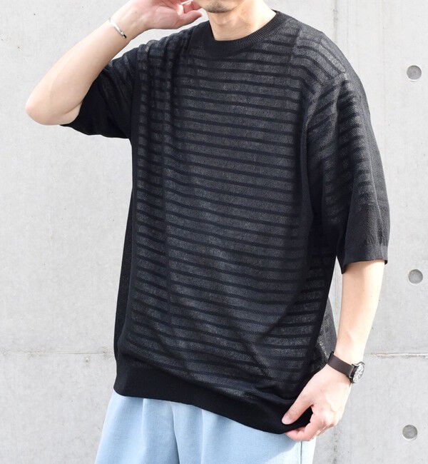 SHIPS any「SHIPS any: 〈手洗い可能〉リネンミックス サマーニット リラックス シアー Tシャツ◇」|Tシャツ・カットソー|
