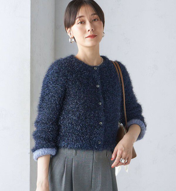 SHIPS for women「〈手洗い可能〉ラメ ニット 配色 カーディガン」|カーディガン|
