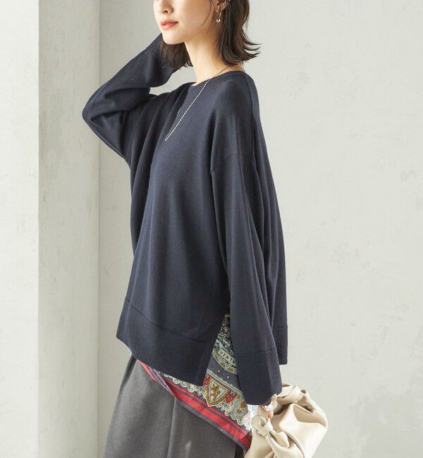 SHIPS for women「〈手洗い可能〉14G ウォッシャブル クルーネック ニット プルオーバー」|ニット・セーター|ネイビー