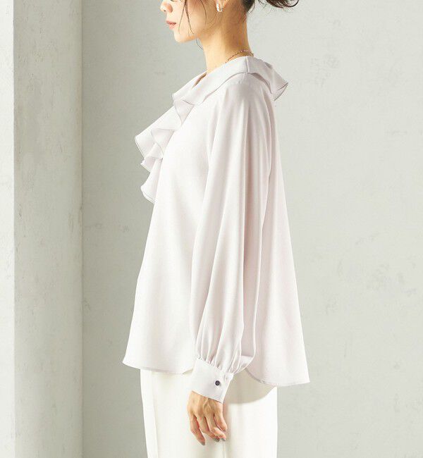 SHIPS for women「《予約》〈手洗い可能〉ジョーゼット フリル カラー ブラウス（セレモニー対応可）」|シャツ・ブラウス|