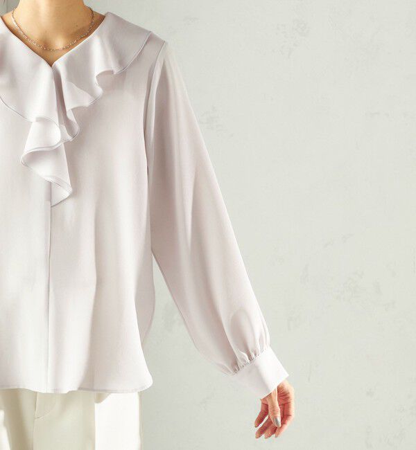 SHIPS for women「《予約》〈手洗い可能〉ジョーゼット フリル カラー ブラウス（セレモニー対応可）」|シャツ・ブラウス|