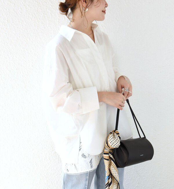 SHIPS for women「〈手洗い可能〉近江晒 サイド スリット スキッパー シャツ」|シャツ・ブラウス|