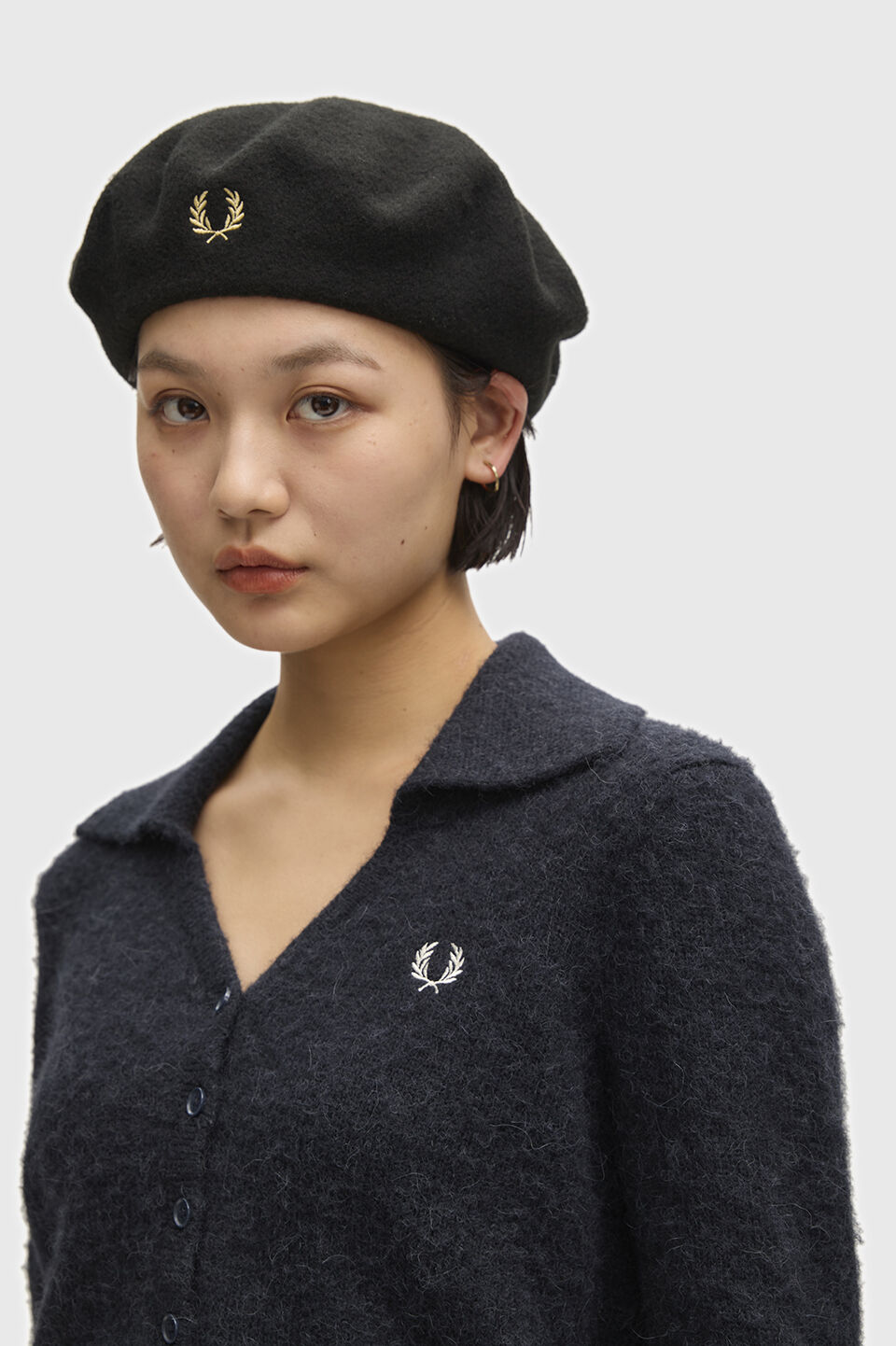 FRED PERRY 「FRED PERRY／Beret／ロゴベレー帽」|ハンチング・ベレー帽|BLACK