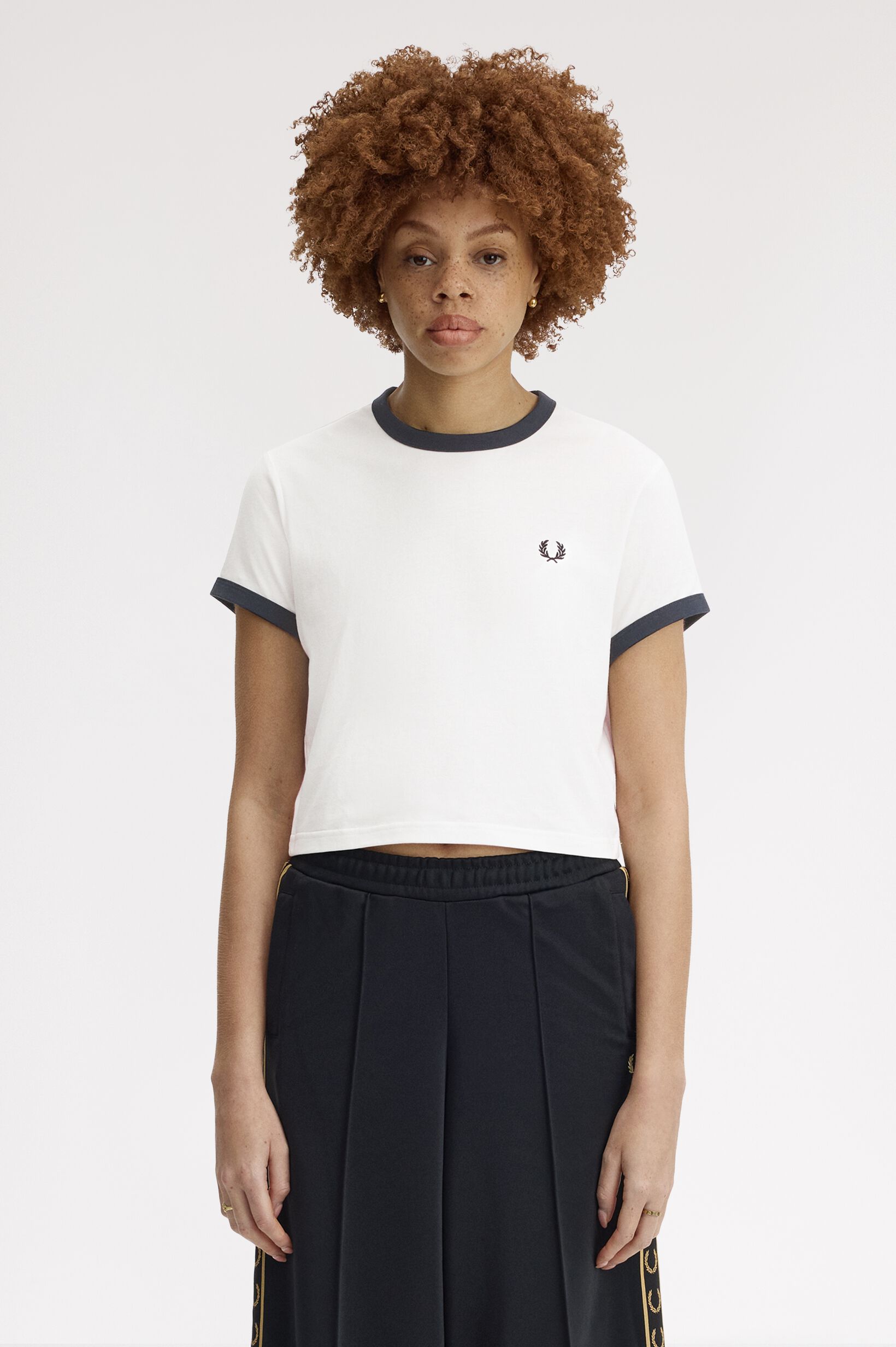 FRED PERRY 「Cropped Ringer T-Shirt／クロップドＴシャツ」|Tシャツ・カットソー|