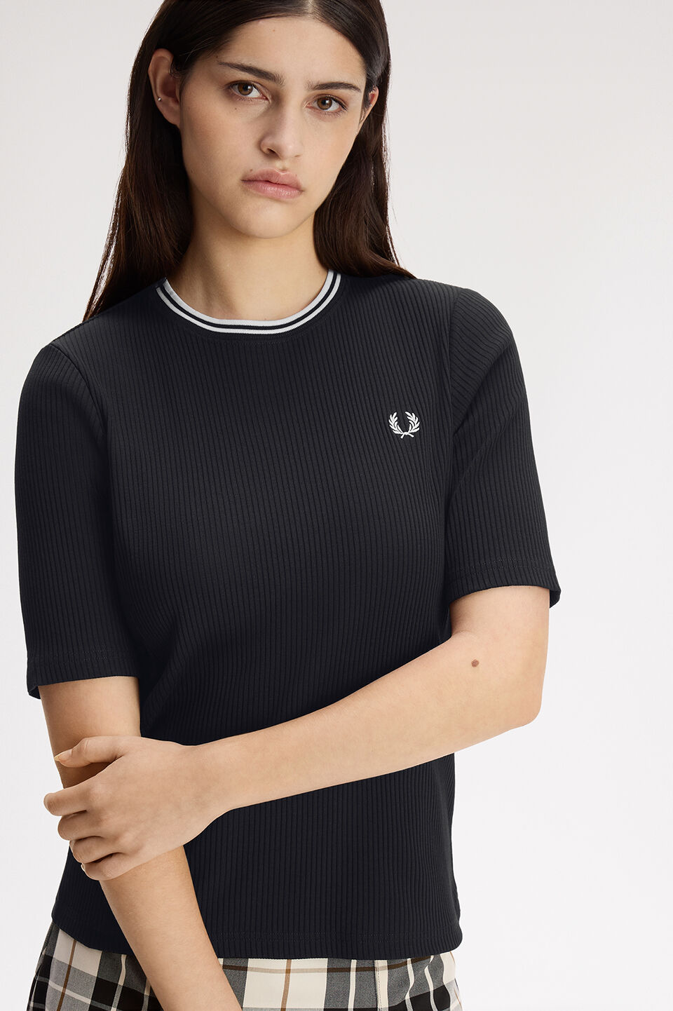 FRED PERRY 「Twin Tipped Ribbed T-Shirt／ツインティップリブTシャツ」|Tシャツ・カットソー|BLACK