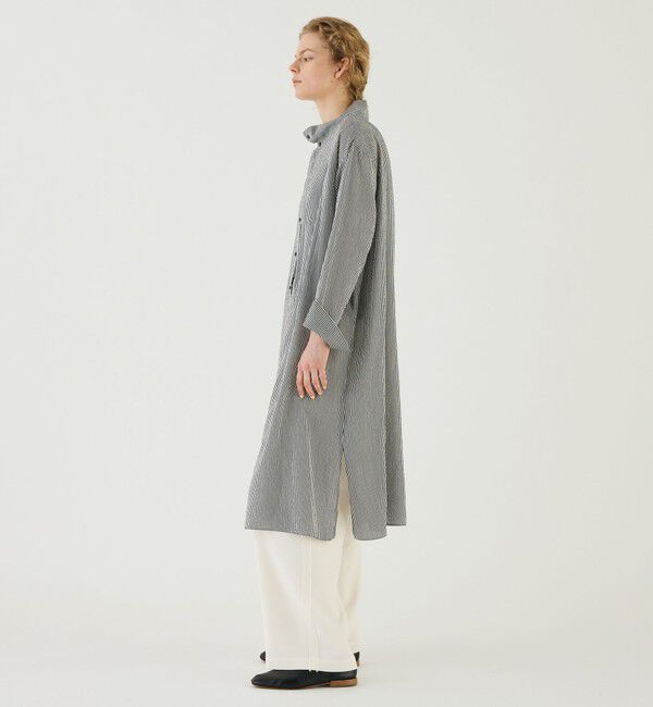 GALERIE VIE「セルロースシルクブロード  ハイネックロングシャツ」|ワンピース|