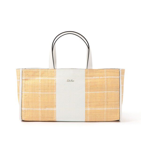 TOMORROWLAND GOODS「Ele`Sac CHECK WIDE TOTE バッグ」|ハンドバッグ|12 ホワイト系