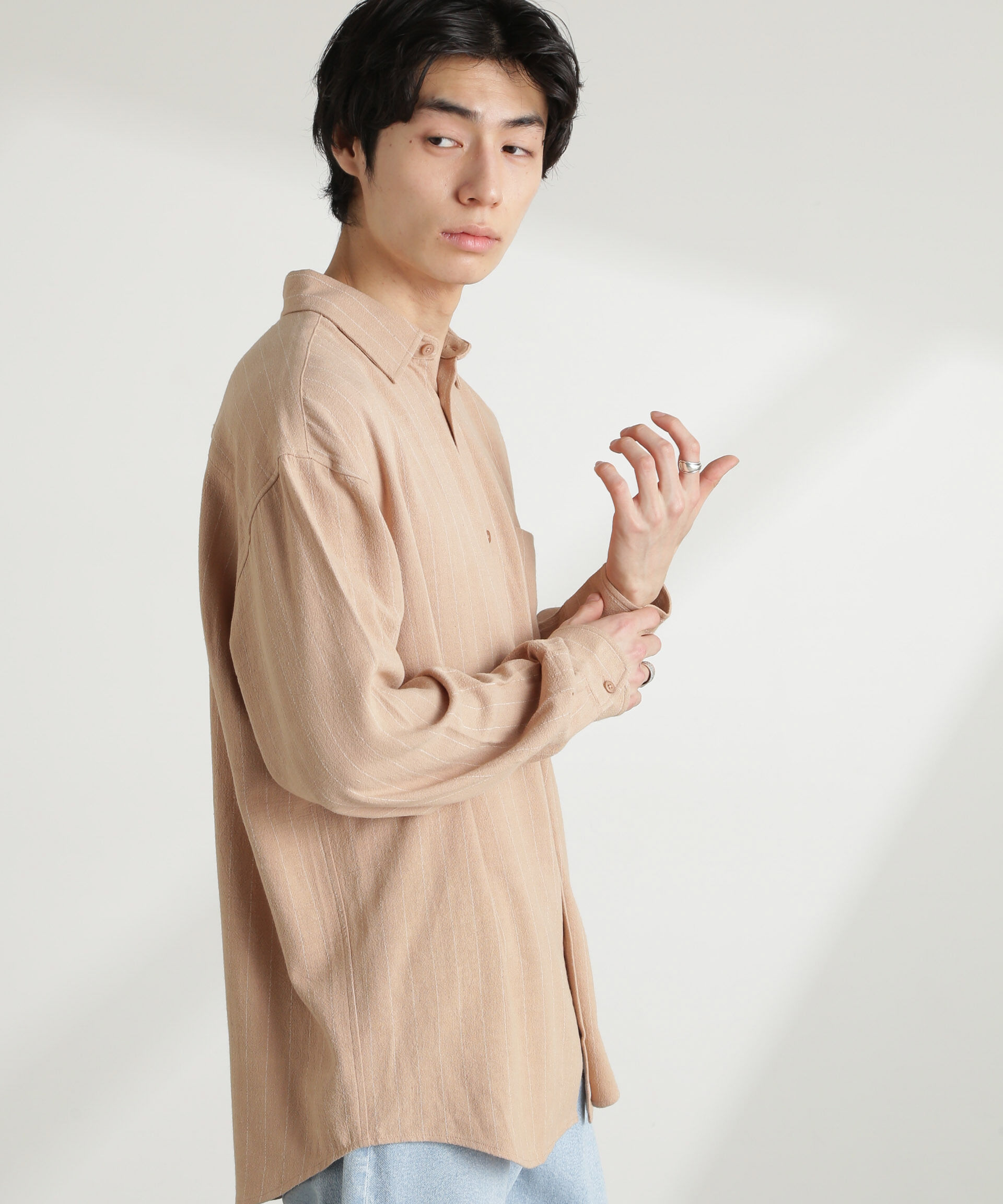 nano･universe「WEB限定/ピンストライプレギュラーカラーシャツ 長袖」|シャツ・ブラウス|