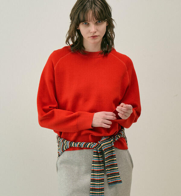  「RYE TENDER | コットンカシミア ラグランニット WOMEN」|ニット・セーター|RED