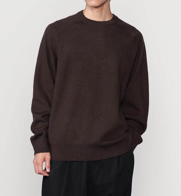  「RYE TENDER | コットンカシミア ラグランニットプルオーバー MEN」|ニット・セーター|BROWN
