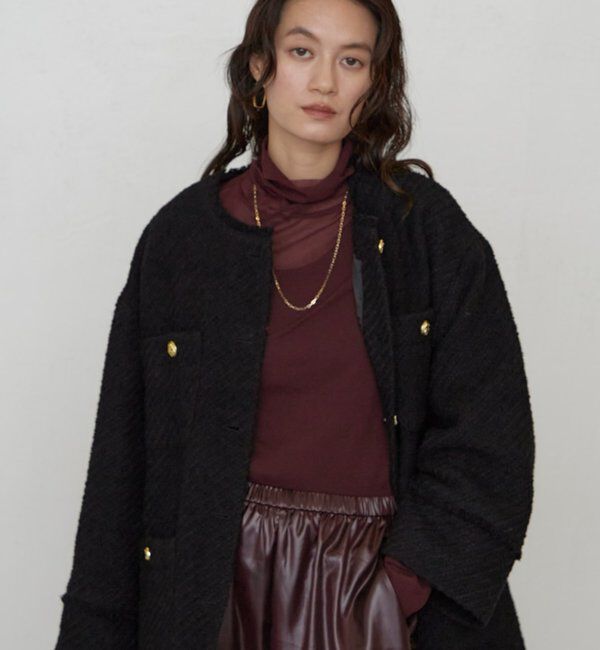  「《万能インナー》メッシュハイネックプルオーバー」|Tシャツ・カットソー|ボルドー