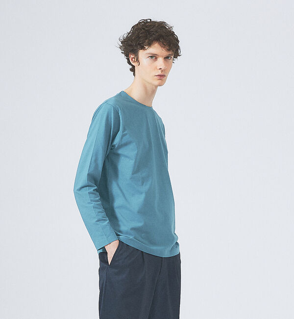 ABAHOUSE「【ノンストレス】定番 / COTTON LYCRA 圧着 クルーネック 長袖 T」|Tシャツ・カットソー|ブルー系その他1