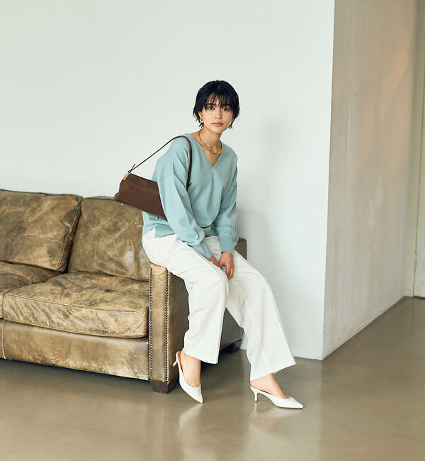 Rouge vif「Vネックドロップスリーブハイゲージニット」|ニット・セーター|