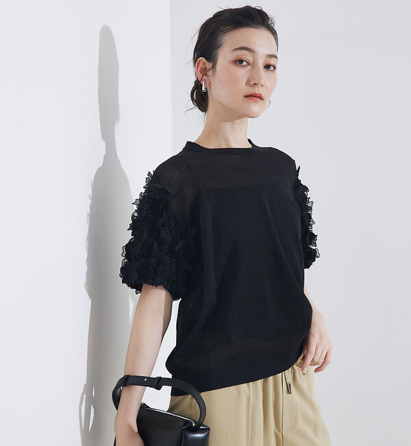 qualite「boussole&times;qualiteフラワーエンブロPO」|Tシャツ・カットソー|ブラック