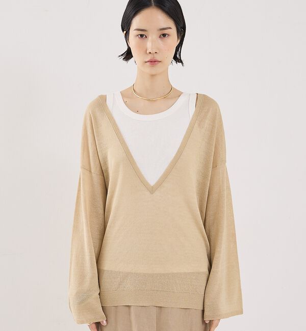 The Store by C' 「【COCUCA】リネンVネックニット」|ニット・セーター|