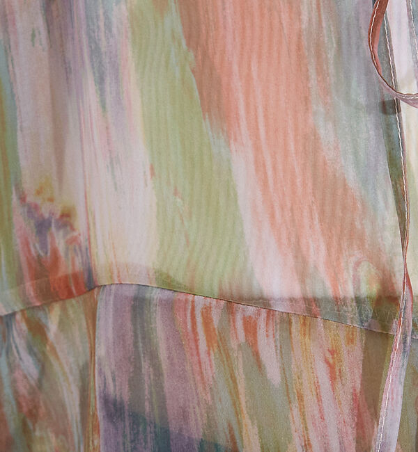NOMINE「【前後着用可】水彩アート ニュアンス柄 2WAY シアー キャミワンピース ロン」|ワンピース|