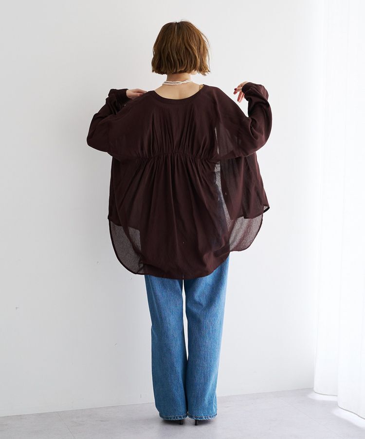 YECCA VECCA「ドライタッチシアーバンドカラーシャツ」|シャツ・ブラウス|