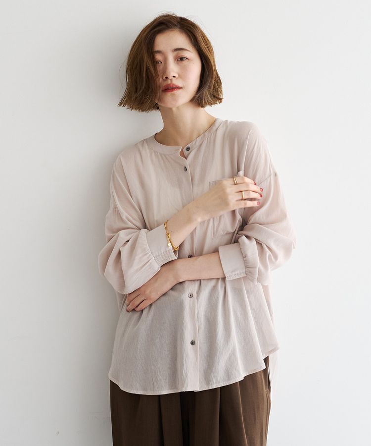 YECCA VECCA「ドライタッチシアーバンドカラーシャツ」|シャツ・ブラウス|
