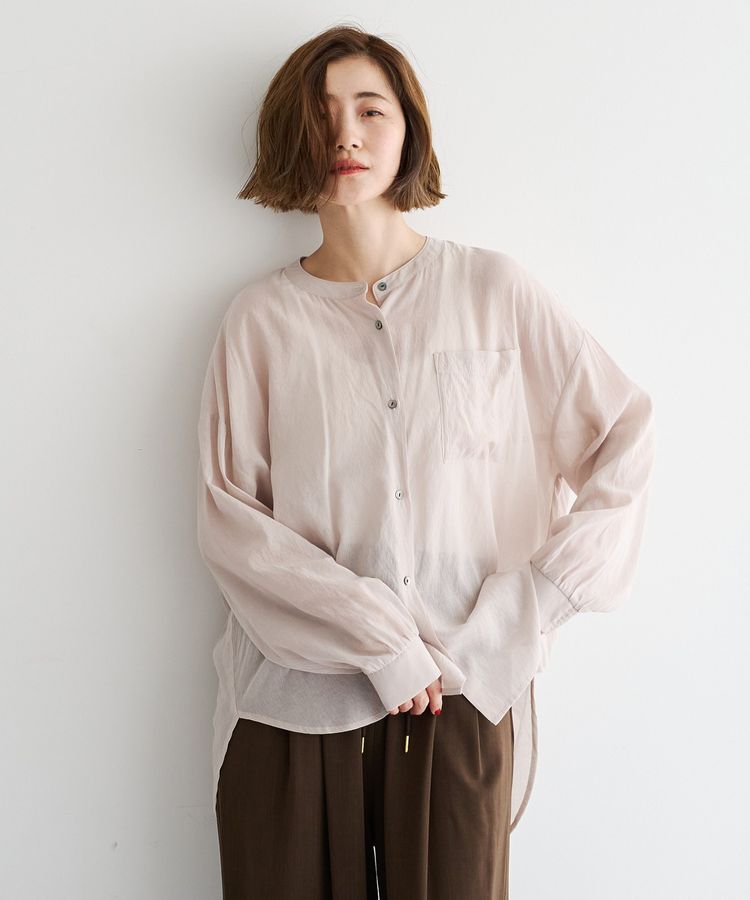 YECCA VECCA「ドライタッチシアーバンドカラーシャツ」|シャツ・ブラウス|