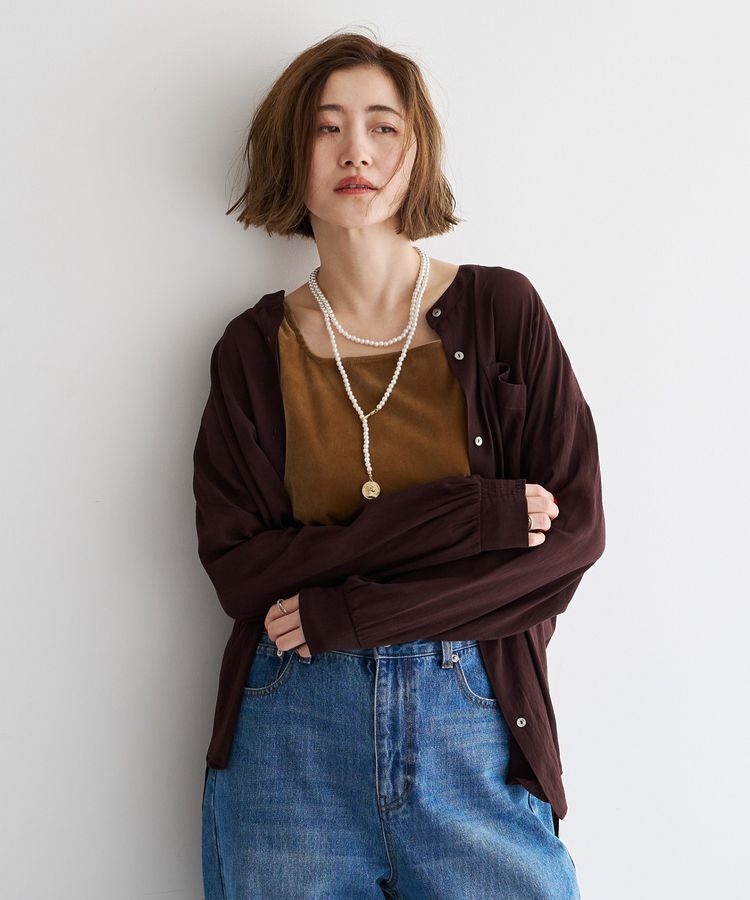 YECCA VECCA「ドライタッチシアーバンドカラーシャツ」|シャツ・ブラウス|