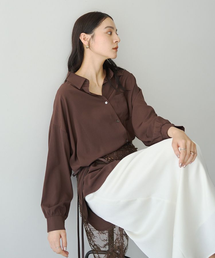 YECCA VECCA「バックギャザーロングシャツ」|シャツ・ブラウス|