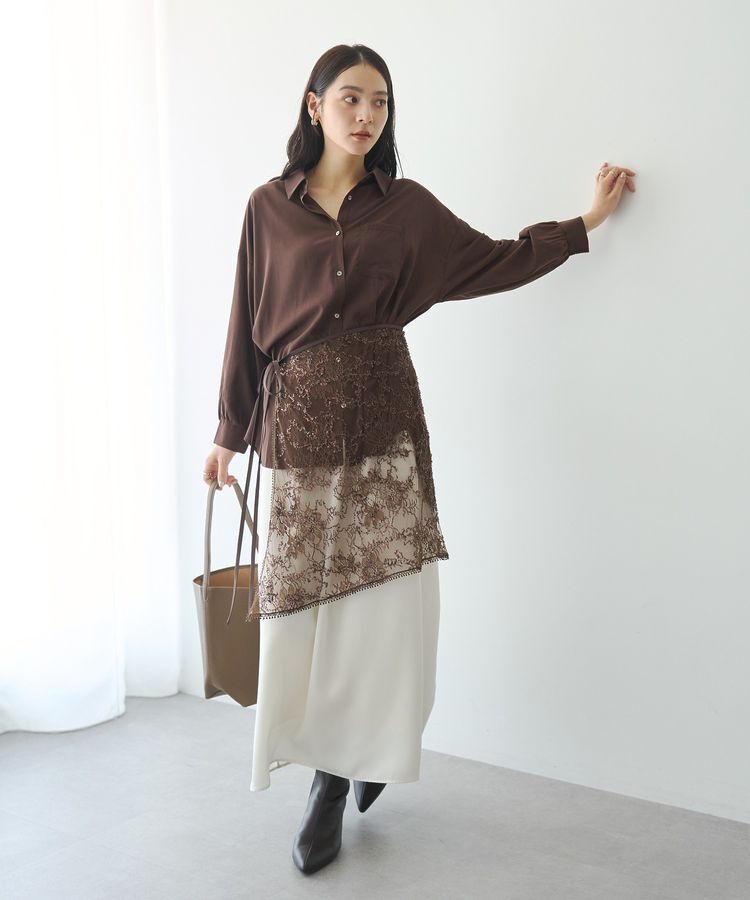 YECCA VECCA「バックギャザーロングシャツ」|シャツ・ブラウス|