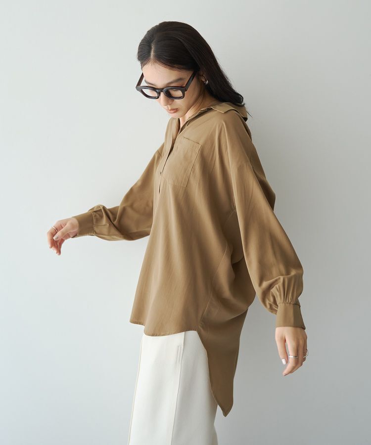 YECCA VECCA「バックギャザーロングシャツ」|シャツ・ブラウス|