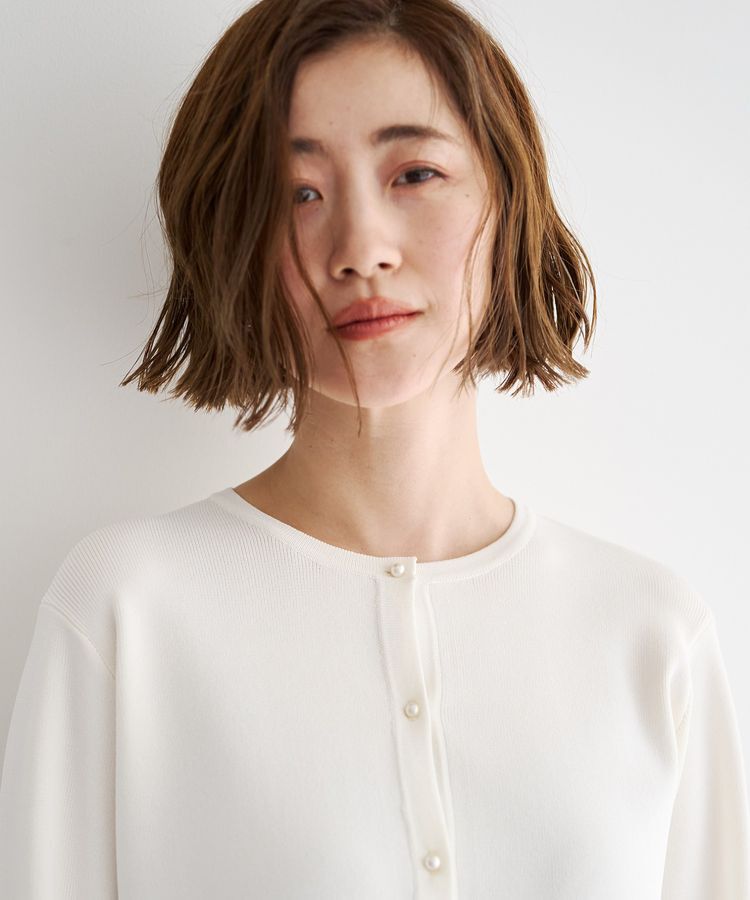 YECCA VECCA「レースレイヤードラッフルカーディガン」|カーディガン|