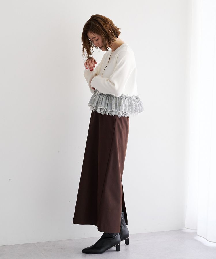 YECCA VECCA「レースレイヤードラッフルカーディガン」|カーディガン|