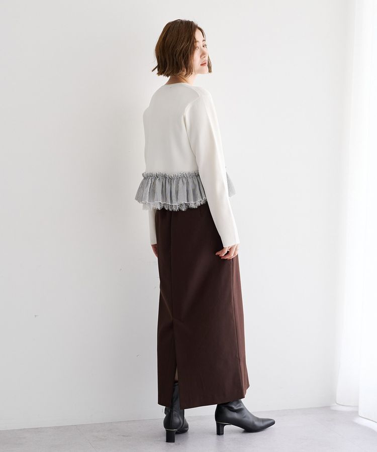 YECCA VECCA「レースレイヤードラッフルカーディガン」|カーディガン|