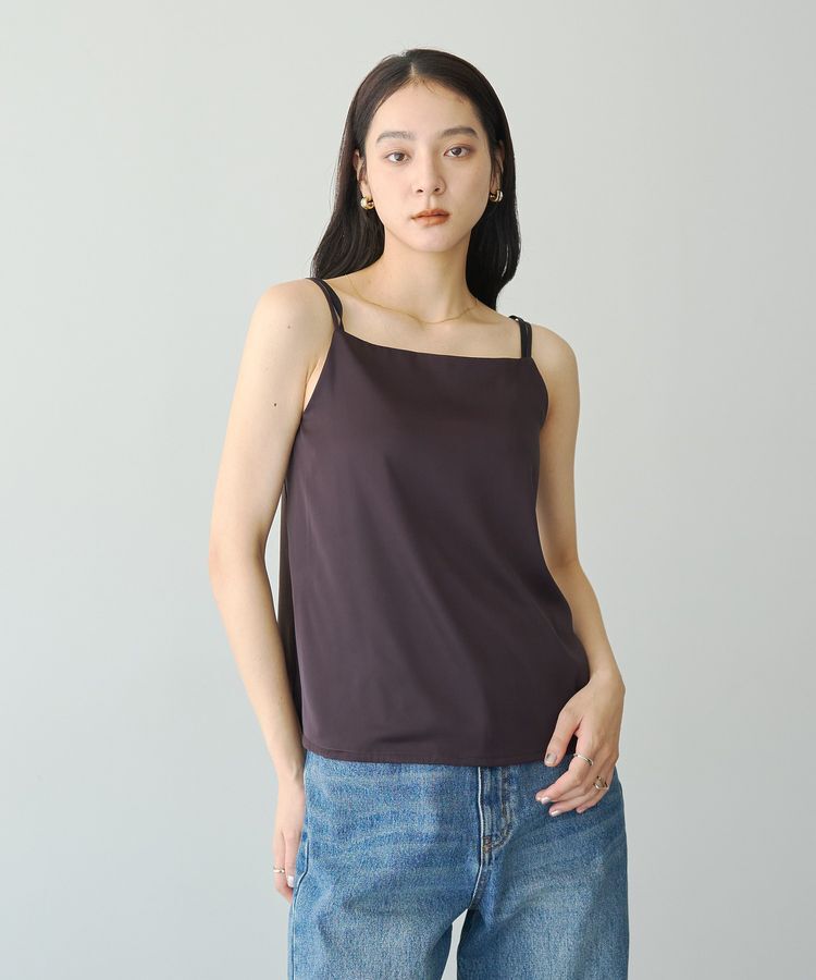 YECCA VECCA「ボートネックサテンキャミ」|キャミソール|Brown