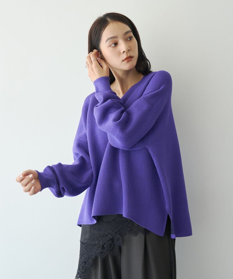 YECCA VECCA「Vネック配色デザインニット」|ニット・セーター|