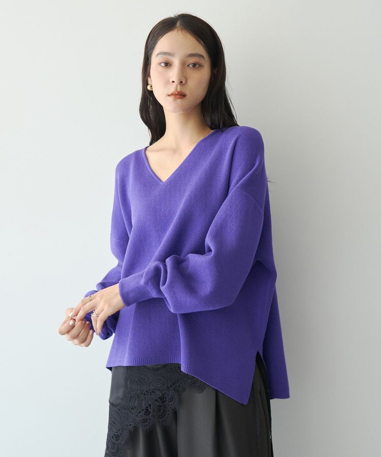 YECCA VECCA「Vネック配色デザインニット」|ニット・セーター|
